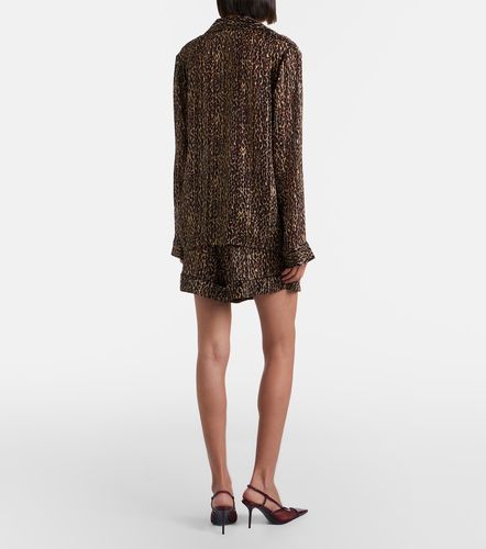 Leopard-print silk shorts - Saint Laurent - Modalova