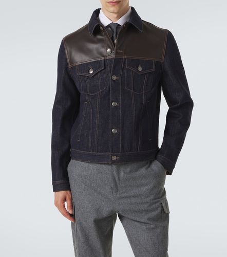 Leather-trimmed denim jacket - Brunello Cucinelli - Modalova