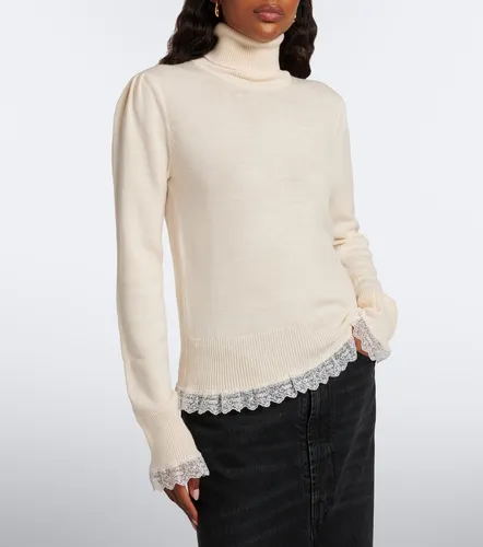 Rollkragenpullover aus Wolle mit Spitze - Ganni - Modalova
