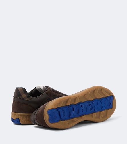 Check leather and suede sneakers - Burberry - Modalova