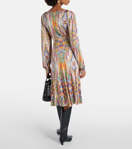 Printed gathered jersey midi dress - Etro - Modalova