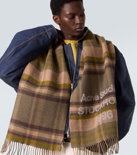 Bufanda de lana a cuadros con logo - Acne Studios - Modalova