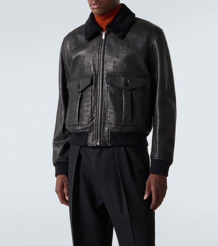 Bomberjacke aus Leder mit Shearling - Saint Laurent - Modalova