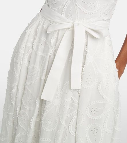 Abito midi in misto cotone con cintura e ricamo - Elie Saab - Modalova
