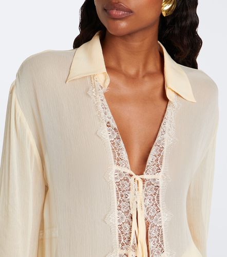 Asymmetric lace-trimmed blouse - Blumarine - Modalova