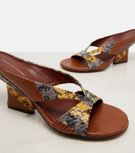 Snake-effect leather mules - Dries Van Noten - Modalova