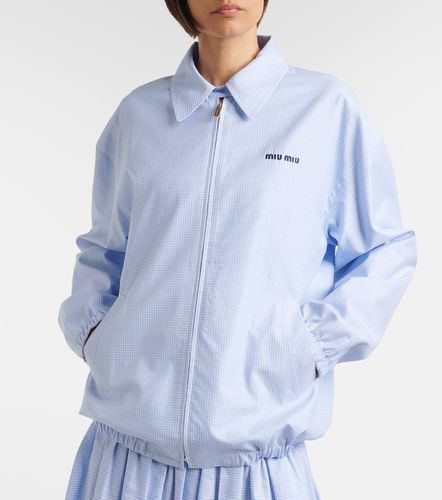 Logo gingham cotton blouson jacket - Miu Miu - Modalova