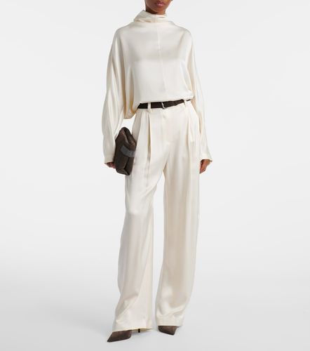 Pantalones rectos de seda de tiro medio - Brunello Cucinelli - Modalova