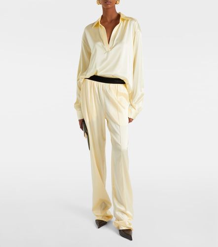 High-rise silk-blend satin straight pants - Tom Ford - Modalova