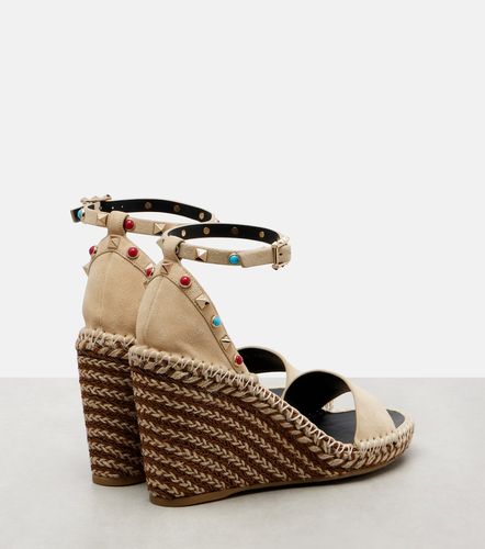 Sandali espadrillas Rockstud 105 in suede con zeppa - Valentino Garavani - Modalova