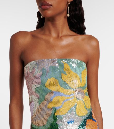 Floral sequined strapless gown - La Fuori - Modalova