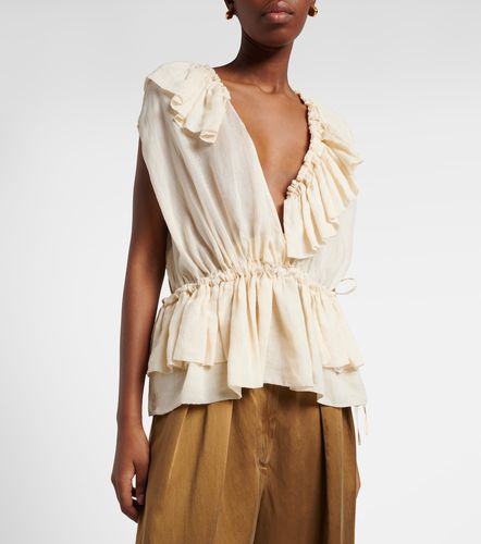 Top in ramia con peplum e volant - Dries Van Noten - Modalova