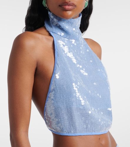 Oseree Sequined halterneck crop top - Oseree - Modalova