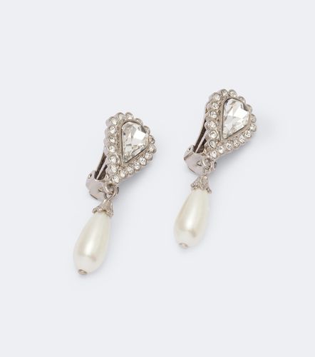 Orecchini a clip con perle bijoux e cristalli - Alessandra Rich - Modalova