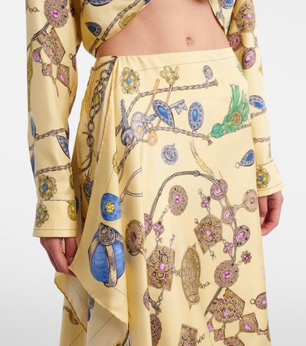 Falda envolvente de sarga de seda estampada - Versace - Modalova
