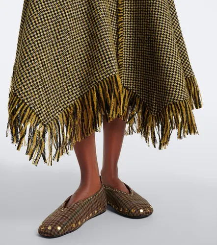 Fringed houndstooth wool-blend midi skirt - Ganni - Modalova