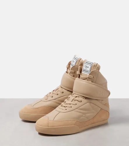 Kick suede-trimmed leather high-top sneakers - Chloe - Modalova