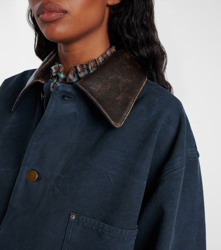 Oversized cotton leather-trimmed jacket - Prada - Modalova