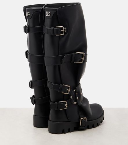 Bikerstiefel mit Leder - Dolce&Gabbana - Modalova