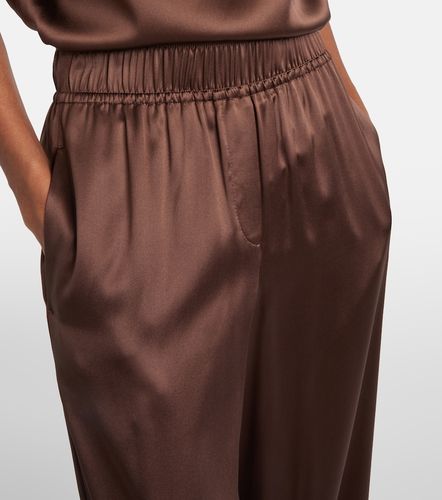 Silk-blend satin wide-leg pants - Brunello Cucinelli - Modalova