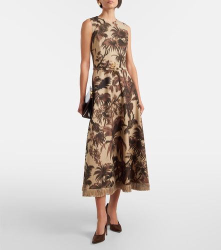Abito midi con stampa e frange - Oscar de la Renta - Modalova