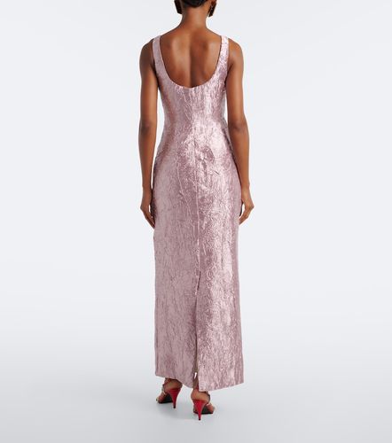 Versace Abito lungo in cady e satin - Versace - Modalova