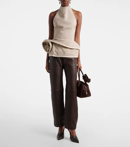Pantalones rectos de piel - Magda Butrym - Modalova