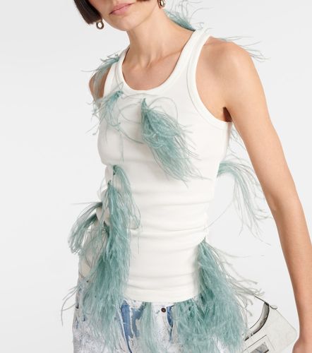 Feather-trimmed cotton-blend tank top - Acne Studios - Modalova