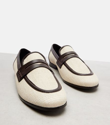 Woven leather-trimmed penny loafers - Brunello Cucinelli - Modalova