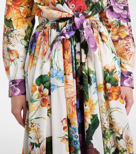 Camicia cropped in cotone con stampa floreale - Dolce&Gabbana - Modalova