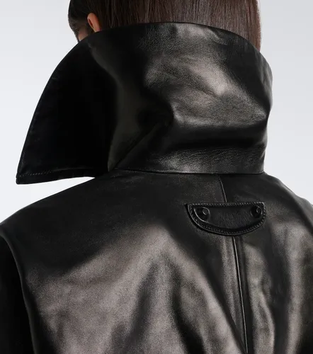 Chaqueta cropped de piel con cinturón - Balenciaga - Modalova