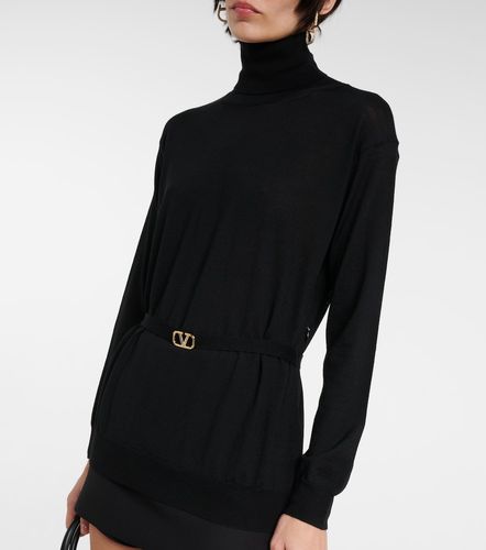 Belted virgin wool turtleneck sweater - Valentino Garavani - Modalova