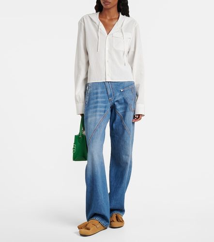 Camicia cropped gessata con cappuccio - JW Anderson - Modalova