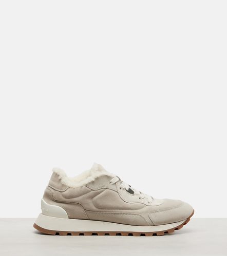 Shearling-lined suede low-top sneakers - Brunello Cucinelli - Modalova