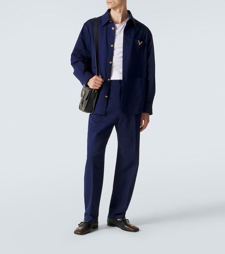 Pantalones rectos de gabardina de algodón - Valentino - Modalova