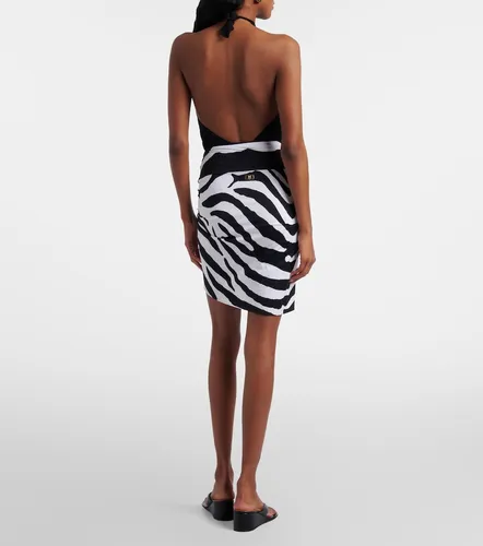 Copricostume con stampa zebrata - Balmain - Modalova