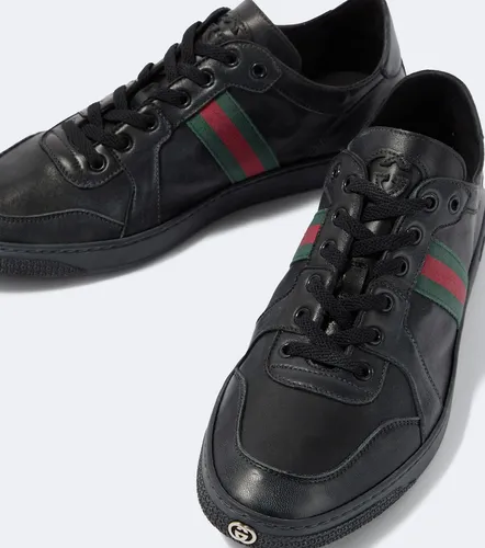 Stretch Web Stripe leather sneakers - Gucci - Modalova