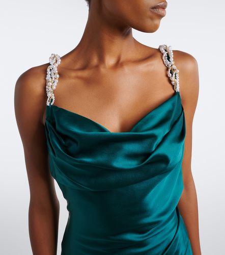 Embellished ruched silk satin gown - Balmain - Modalova