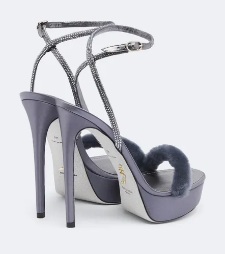 Embellished satin platform sandals - Rene Caovilla - Modalova