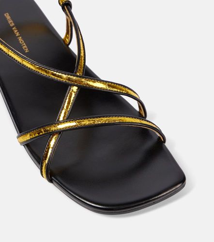 Metallic leather sandals - Dries Van Noten - Modalova