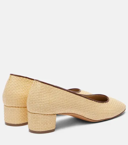 Leather-trimmed raffia pumps - Le Monde Beryl - Modalova