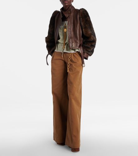 High-rise cotton canvas wide-leg pants - Chloe - Modalova