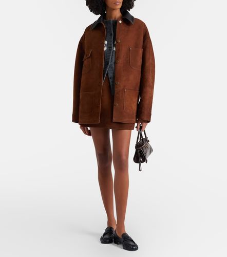 Leather-trimmed suede field jacket - Prada - Modalova
