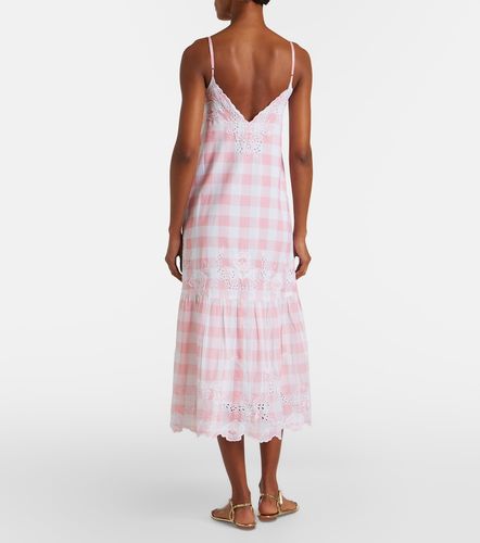 Vestido midi de algodón a cuadros bordado - Juliet Dunn - Modalova