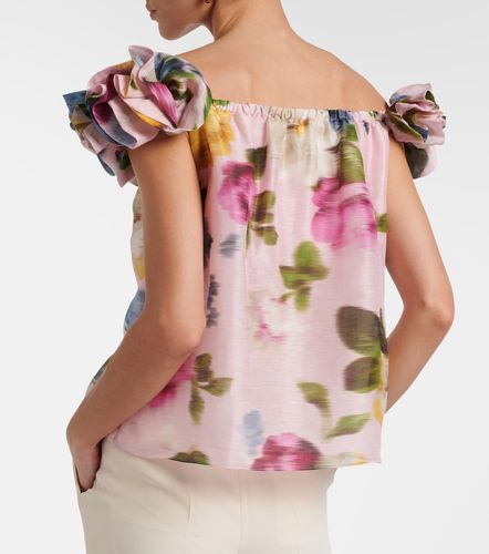 Top off-shoulders in lino e seta floreale - Carolina Herrera - Modalova