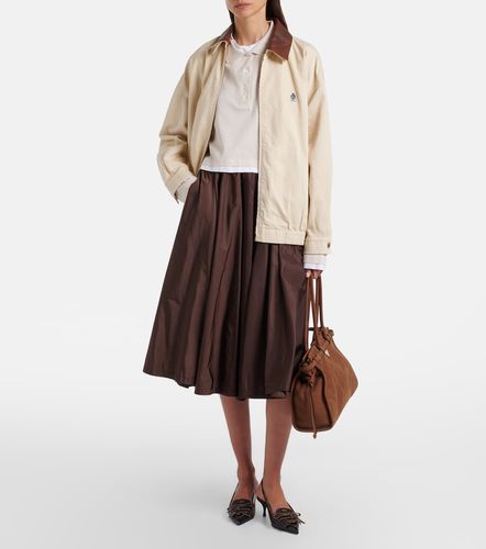 Oversize-Blouson aus Baumwoll-Gabardine mit Leder - Prada - Modalova