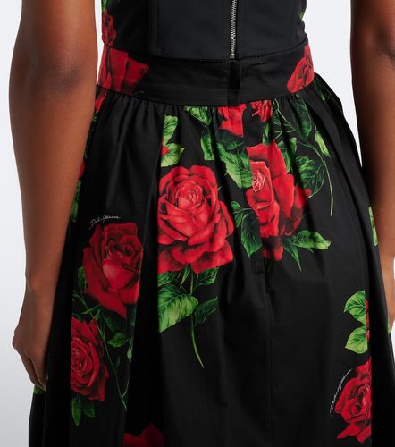 Falda midi de popelín de algodón floral - Dolce&Gabbana - Modalova