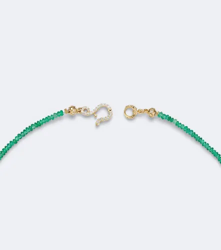 Infinite 18kt gold beaded necklace with emeralds and diamonds - Suzanne Kalan - Modalova