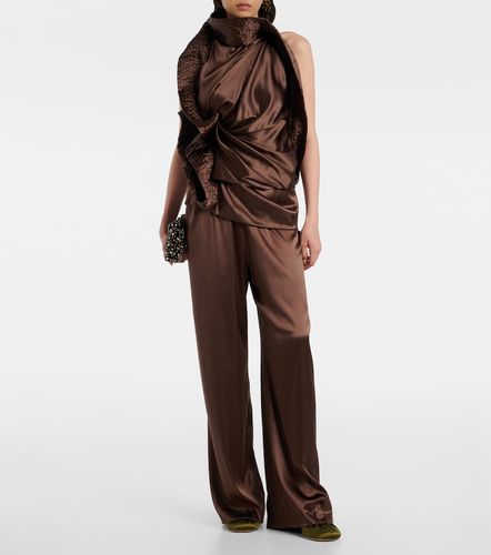 Asymmetric draped silk-blend satin top - Dries Van Noten - Modalova