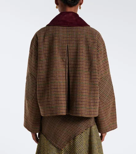 Checked wool-blend twill jacket - Ganni - Modalova
